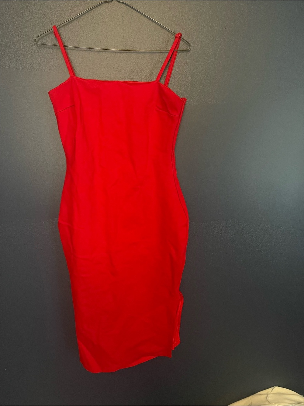 Red Spaghetti-Strap Bodycon Dress